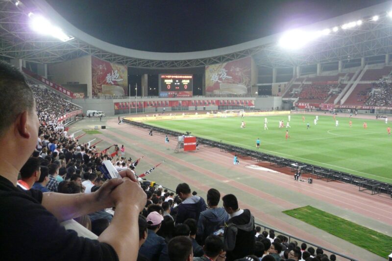 天津建権と上海上港の試合が行われたスタジアムの様子